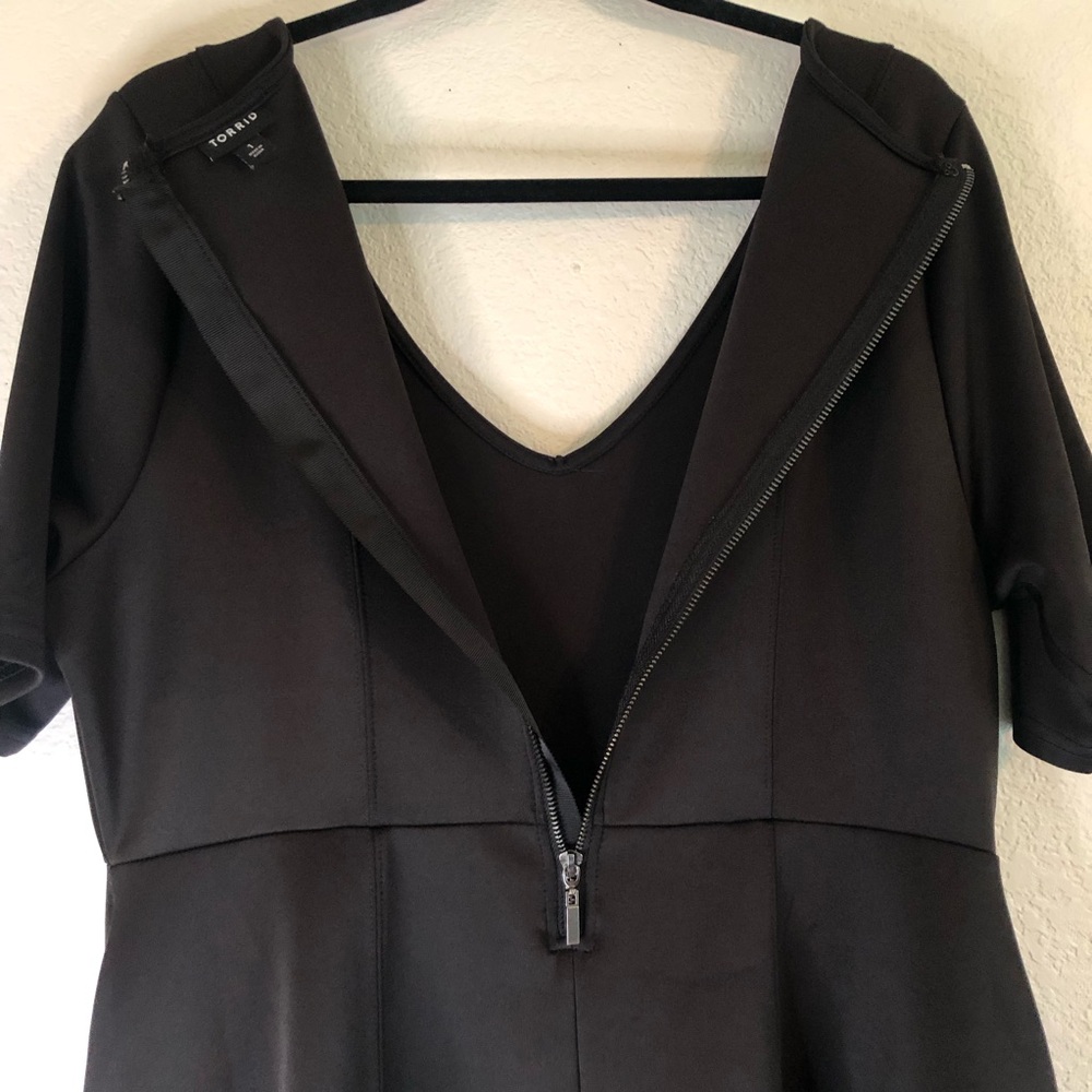 Torrid Fluted Fit and Flare Scuba Black Mini Dress - Picture 10 of 10
